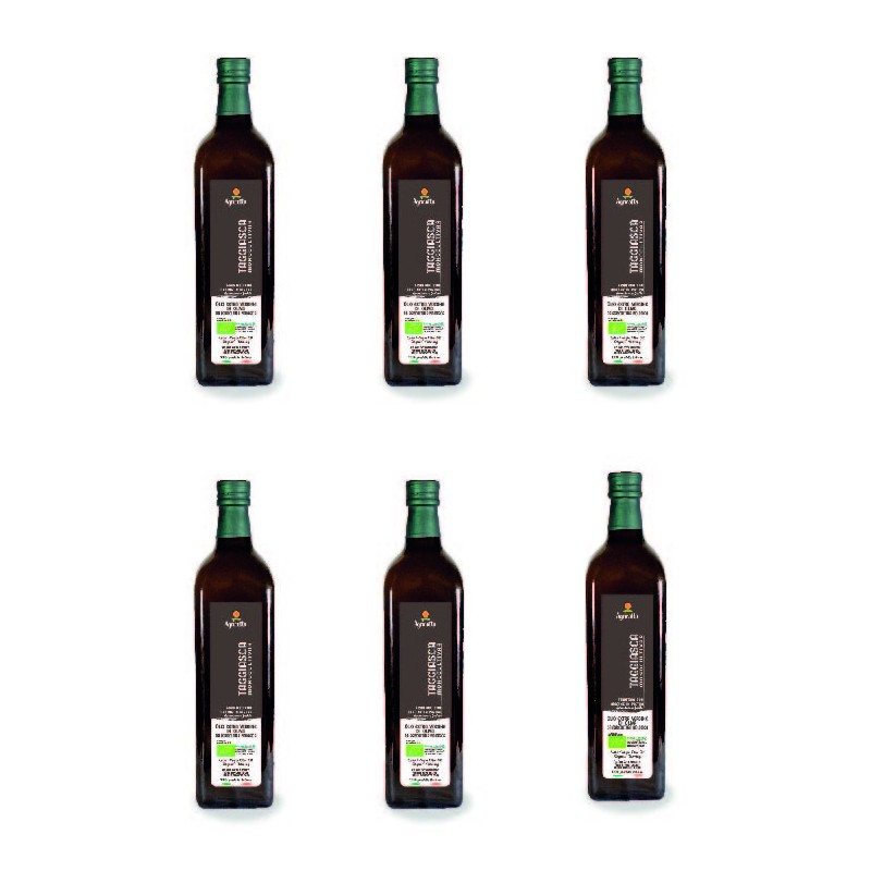 Karton 6 Flaschen 1 Liter Bio Extra Vergine Olivenöl  Taggiasca (Ernte 2023/24)